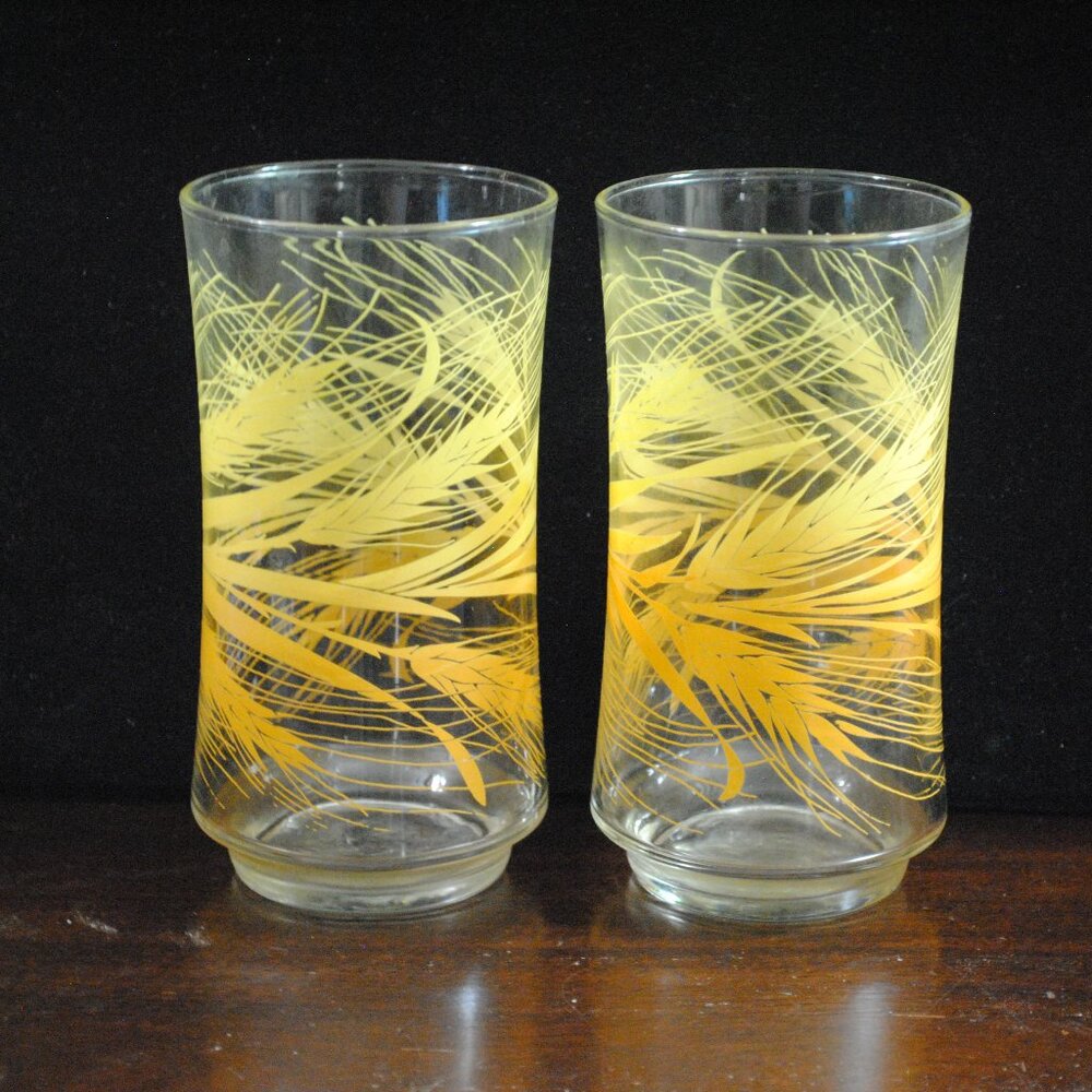 Set of 2 Vintage 1970s Libbey Harvest Wheat Glass Cups